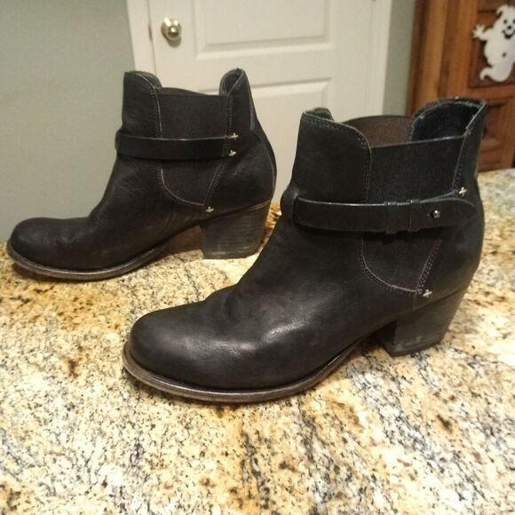 Rag & Bone New York DURHAM Black Leather Ankle Boots Chelsea Sz 39 EU 8.5 US - Picture 3 of 12